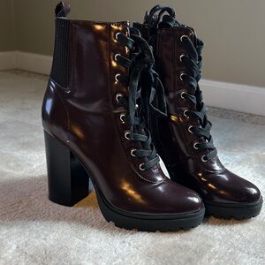 Steve Madden Dark Burgundy Lace-Up Boots